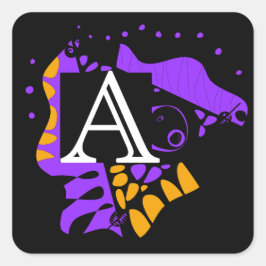 Adesivo Quadrado Ninho de aves - Letra inicial personalizada A