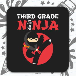 Adesivo Quadrado Ninja do 3º ano Chuta o 1º dia de volta à escola