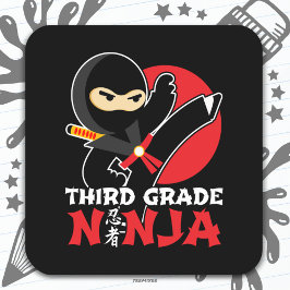 Adesivo Quadrado Ninja do 3º ano Chuta o 1º dia de volta à escola