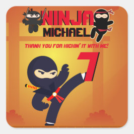 Adesivo Quadrado NINJA Movie Star Warrior Bicking it Karate Party