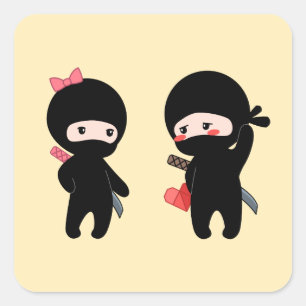 Adesivo Quadrado Ninja Pair, Boy e Girl