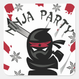 Adesivo Quadrado Ninja Samurai Warrior Festa de aniversário Sticker