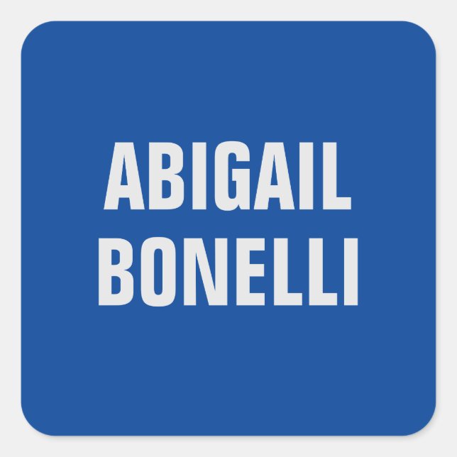 Adesivo Quadrado Nitidez arrojada, excelente nome minimalista azul (Frente)