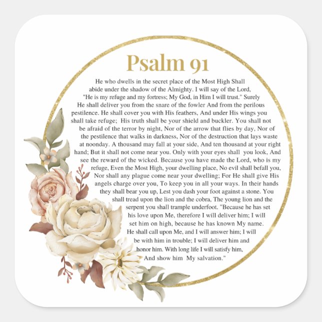 Adesivo Quadrado NKJV Psalm 91 (Frente)