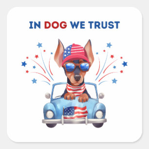 Adesivo Quadrado No Cachorro, Confiamos no Sticker Quadrado