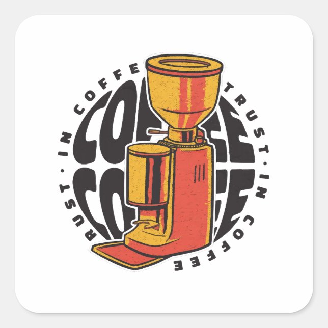 Adesivo Quadrado No Café confiamos (Frente)