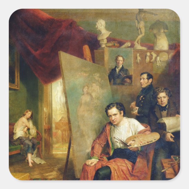 Adesivo Quadrado No estúdio do pintor, 1832 (Frente)