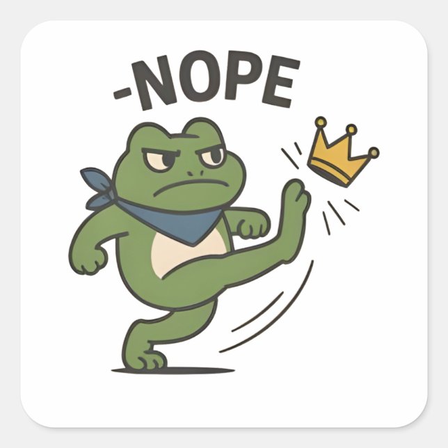 Adesivo Quadrado No Kings in America Frog No Kings Democracy (Frente)