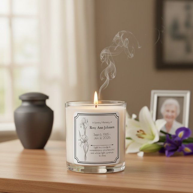 Adesivo Quadrado No Loving Memory Candle Label (Criador carregado)