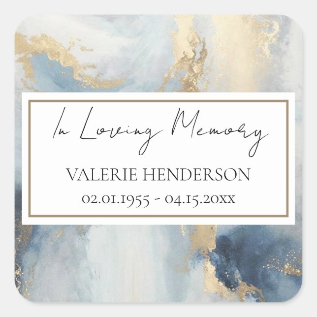 Adesivo Quadrado No Loving Memory Dourado Blue Sticker (Frente)