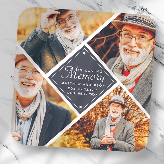 Adesivo Quadrado No Loving Memory Modern Multi Photo Template (Criador carregado)