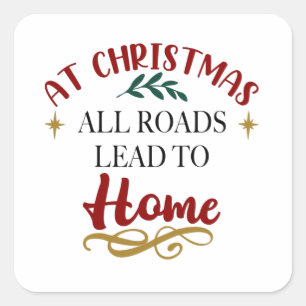 Adesivo Quadrado No Natal, todas as estradas levam para casa
