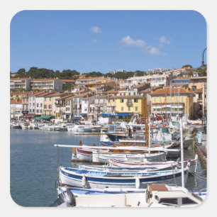 Adesivo Quadrado No porto na vila de Cassis. Pesca e