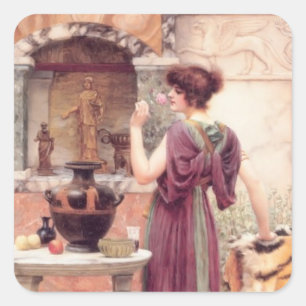 Adesivo Quadrado No santuário do jardim, Pompeii por John Godward