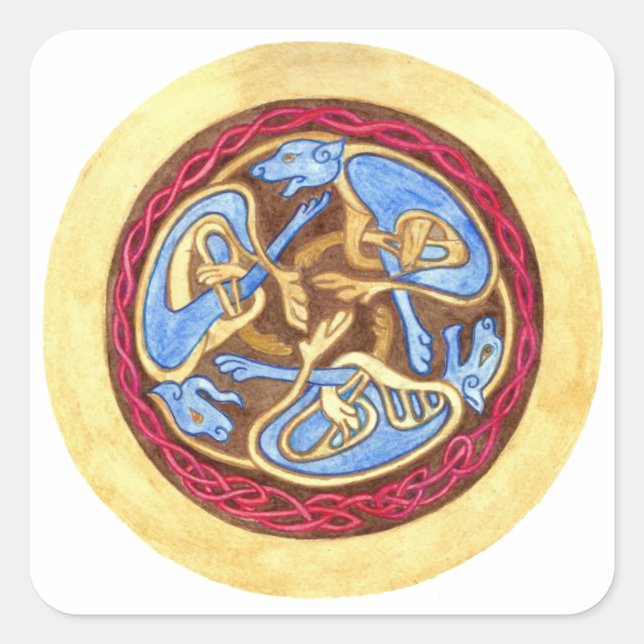 Adesivo Quadrado Nó sem fim com animais (Frente)