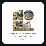 Adesivo Quadrado Noel Christmas bold 4 foto simples Holiday<br><div class="desc">Divertimento brilhante e colorido Noel Natal design de 4 fotos no feriado. Vias de cores vermelhas,  verdes,  marinhos azuis,  pretas e cor-de-rosa disponíveis.</div>