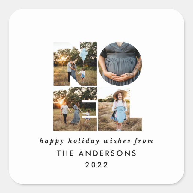 Adesivo Quadrado Noel Christmas bold 4 foto simples Holiday (Frente)