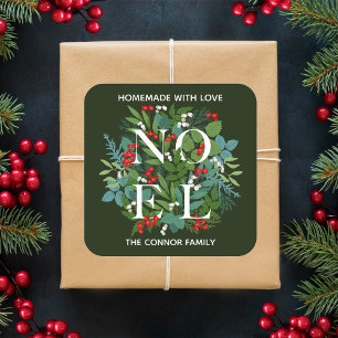 Adesivo Quadrado NoEL Holly Berries Homemade Natal