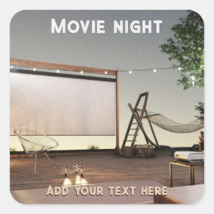 Adesivo Quadrado Noite Aconchegante de Cinema ao Ar Livre