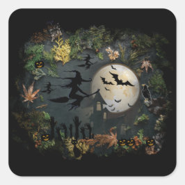 Adesivo Quadrado Noite da Festa das Bruxas