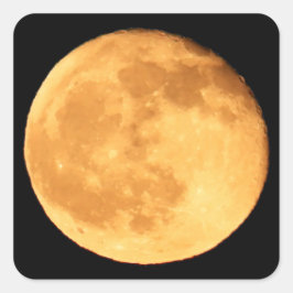 Adesivo Quadrado Noite de céu com brilho laranja da lua cheia Arte 