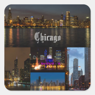 Adesivo Quadrado Noite de Chicago