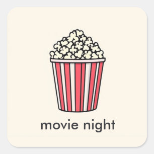 Adesivo Quadrado Noite de filme sobre pipoca
