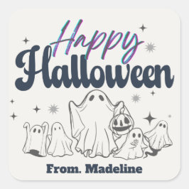 Adesivo Quadrado Noite de horrores, bonitinhos convites para festas