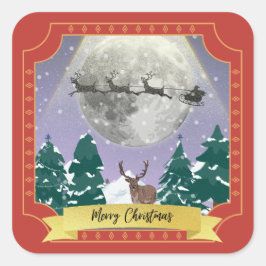 Adesivo Quadrado Noite de Natais vintages Modernos com Papais noeis
