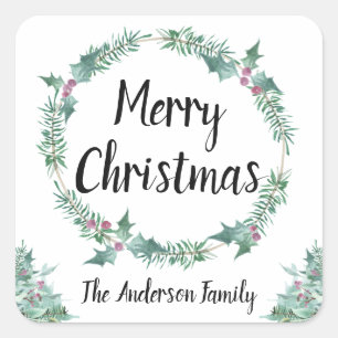 Adesivo Quadrado Noite de Natal Feliz