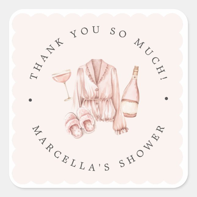 Adesivo Quadrado Noite de Pijamas & Prosecco para Noiva (Frente)