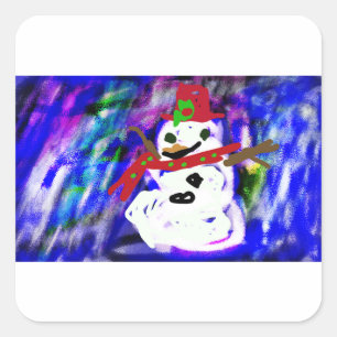 Adesivo Quadrado Noite de Snowman
