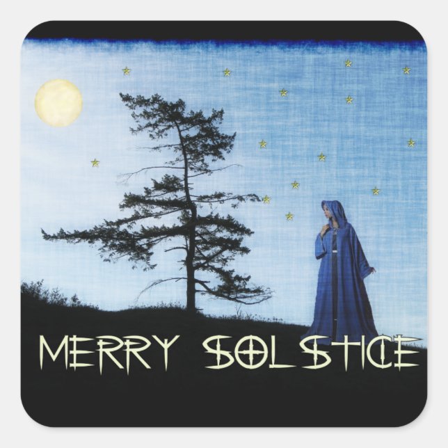 Adesivo Quadrado Noite de Solstício de feliz (Frente)