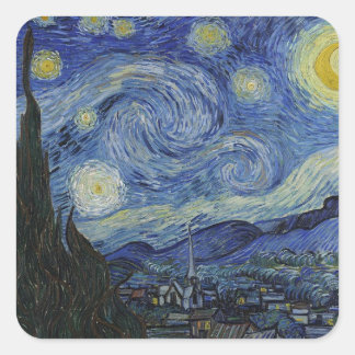 Adesivo Quadrado Noite Estrelada de Van Gogh