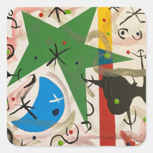 ADESIVO QUADRADO NOITE LOUCA COM ESTRELA VERDE