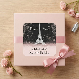 Adesivo Quadrado Noite Parisiense Torre Eiffel Brilho Ombre Doce 16