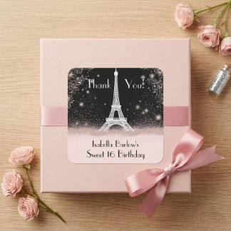 Adesivo Quadrado Noite Parisiense Torre Eiffel Brilho Ombre Doce 16