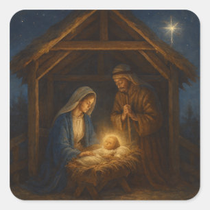 Adesivo Quadrado Noite Santa: O Nascimento de Cristo
