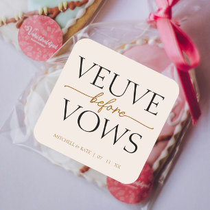 Adesivo Quadrado Noiva Antes dos Votos Chuveiro de Noiva Bege Marro