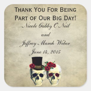 Adesivo Quadrado Noiva e Casamento de Caveira
