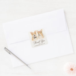 Adesivo Quadrado Noiva E Noivo Corgi Casamento Agradecimento Divert