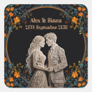 Adesivo Quadrado Noiva & Groom Royal Classic