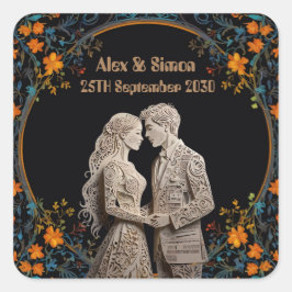 Adesivo Quadrado Noiva & Noivo Clássico Real