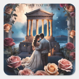 Adesivo Quadrado Noiva & Noivo Lindos em Pé junto ao Mar