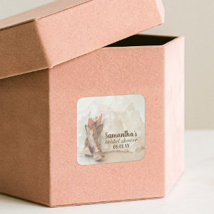 Adesivo Quadrado Noiva Texana de Botas e Bolhas Chuveiro de Noiva