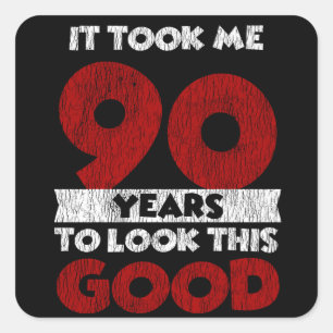 Adesivo Quadrado Noivado De 90 Anos Me Fez Parecer Bom 90 Aniversá