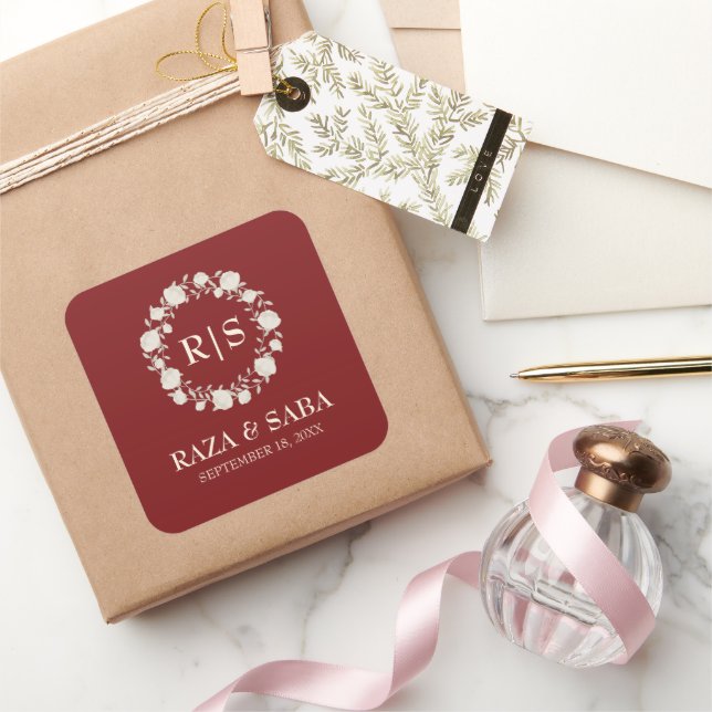 Adesivo Quadrado Noivado Ruby Radiance Vermelho e Creme (Presentear)