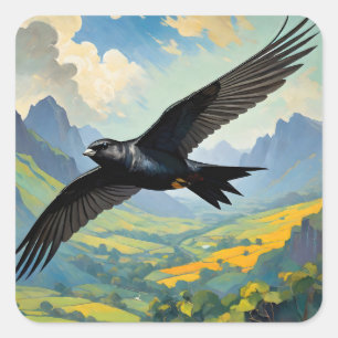 Adesivo Quadrado Nômada misteriosa: Porta Colorida de Aves Swift