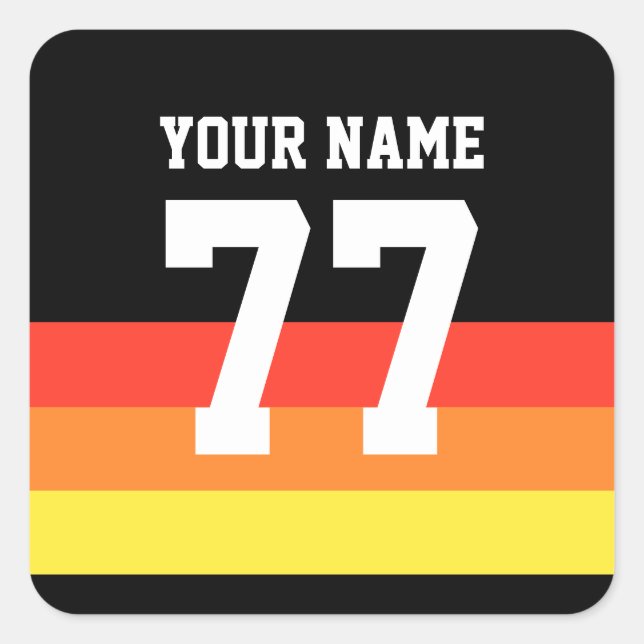 Adesivo Quadrado Nome 77 Sports Jersey Number Black Yellow (Frente)