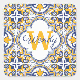 Adesivo Quadrado 💙 Nome 💛 + Azulejos iniciais